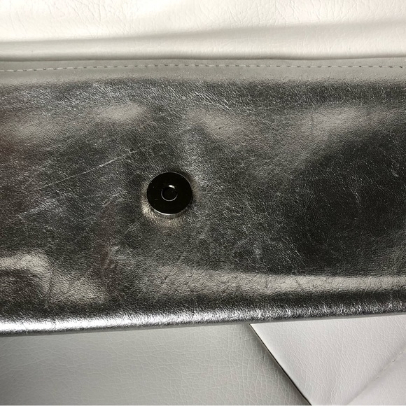 Vintage Metallic Silver Leather Clutch Handmade Handbag One Of A Kind - Picture 7 of 10